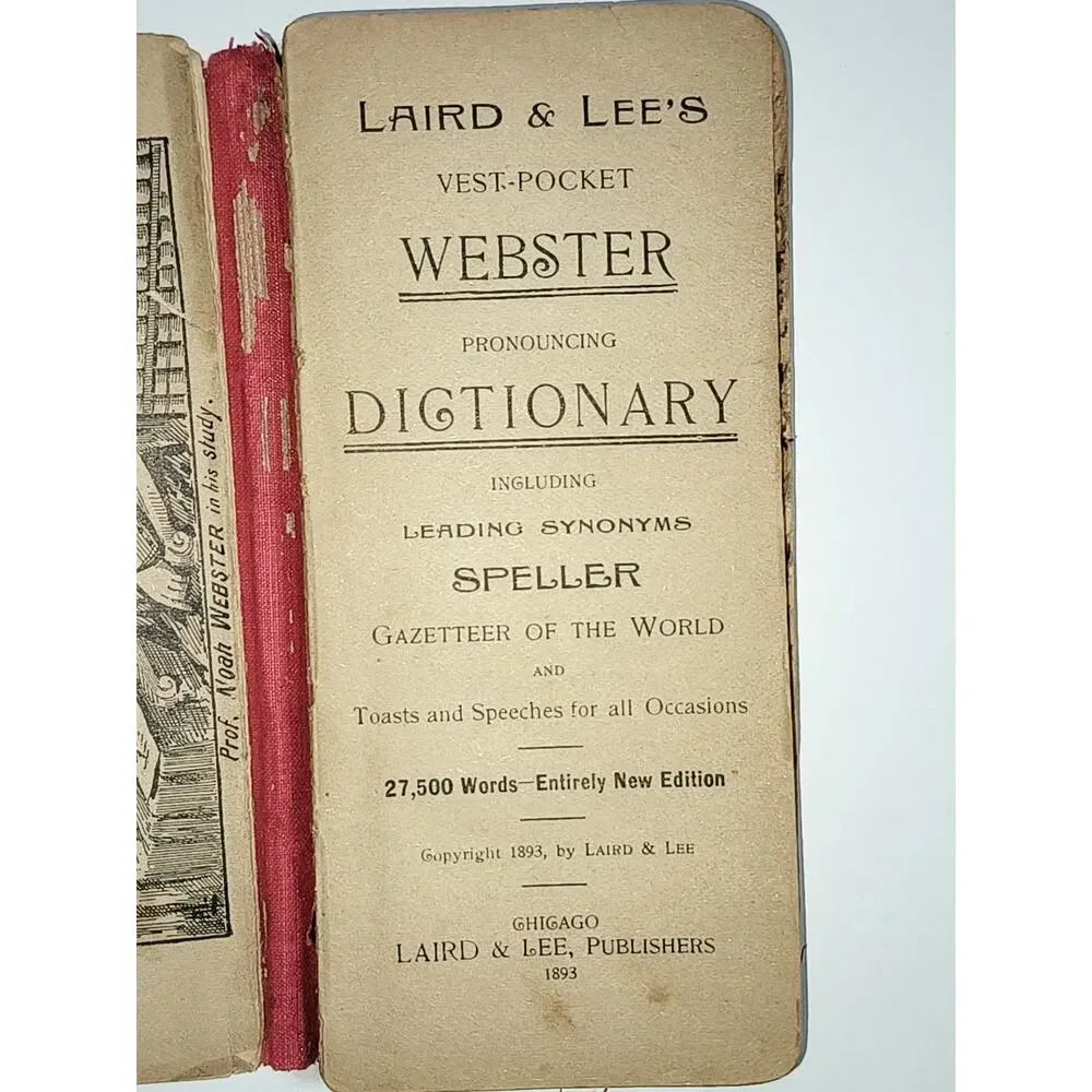 Laird & Lee Vest-Pocket Webster Pronouncing Dictionary Pocket Hardcover 1893